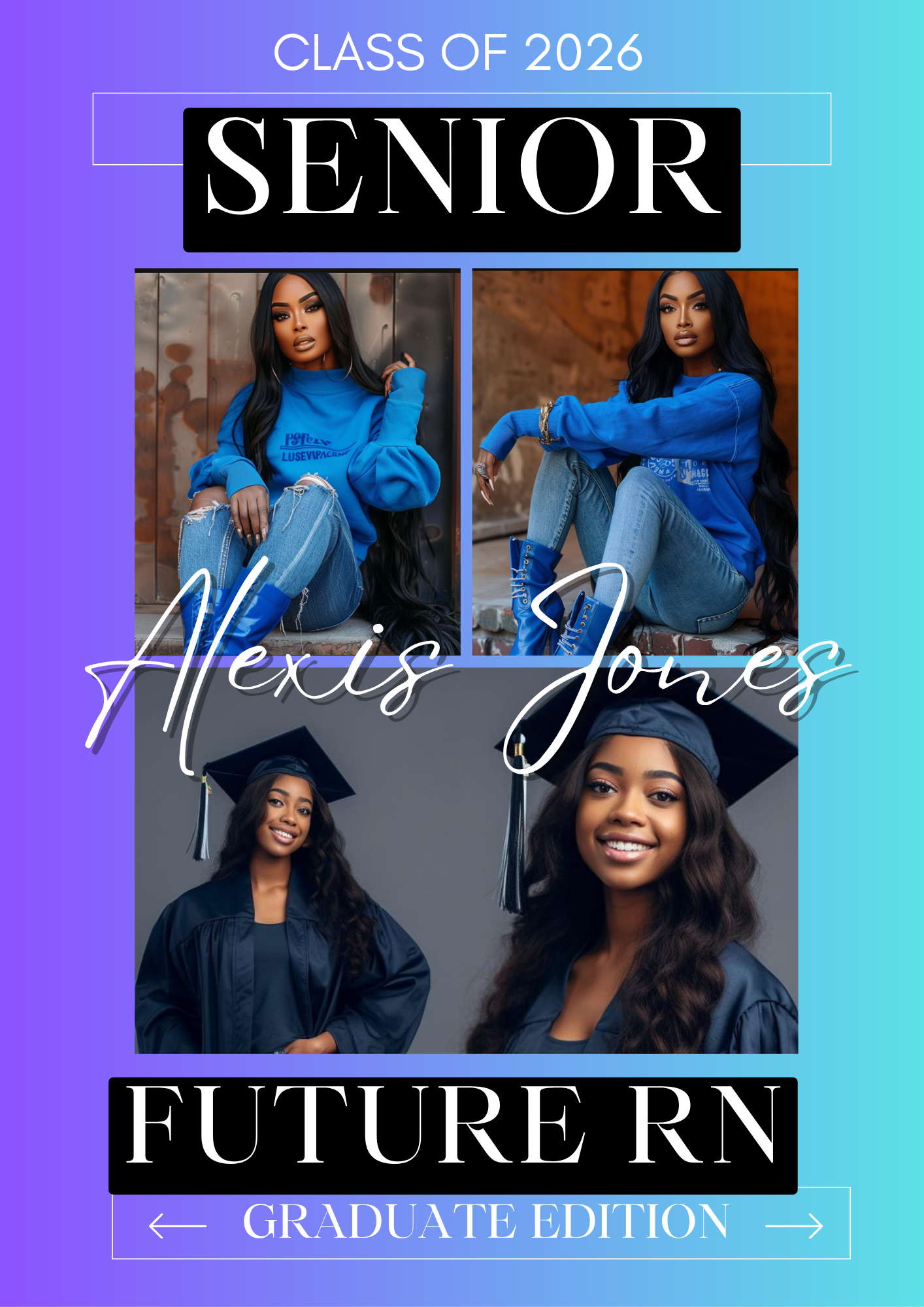 Career Graduation Magazine Template Bundle | Editable Canva Doctor Graduation Covers