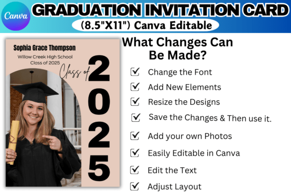Graduation Invitation (Edit in Canva)