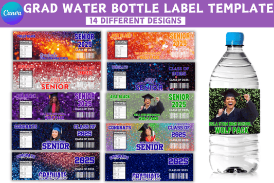 Graduation Water Bottle Label Template