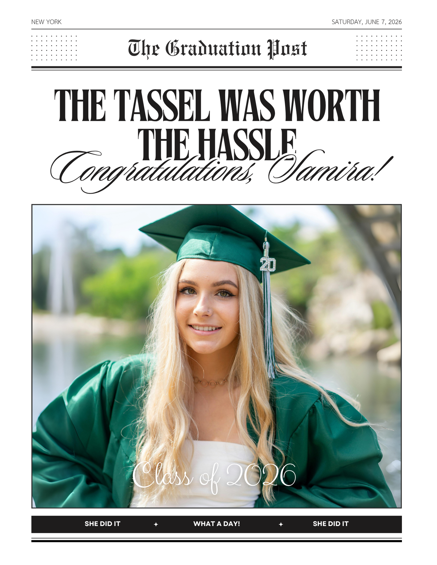 Graduation Newspaper Template Bundle 8.5 x 11 in editable in Canva