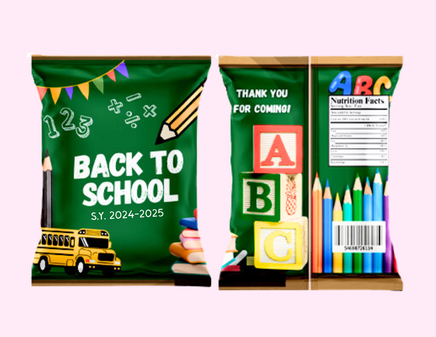 Back to School Party Favor Canva Design & Templates (7 editable designs and templates)