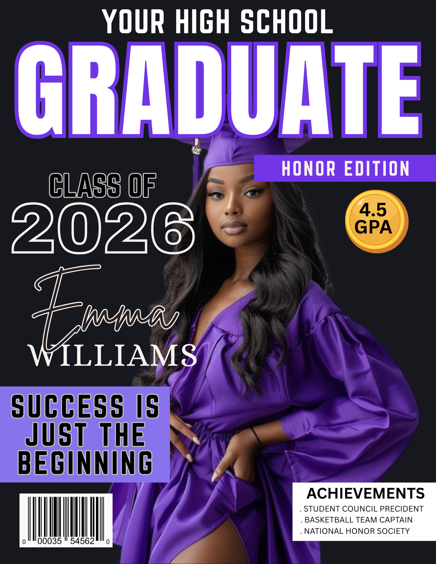 2026 Graduation Magazine Template Bundle | 8-Page Editable Canva Graduation Magazine for Graduates