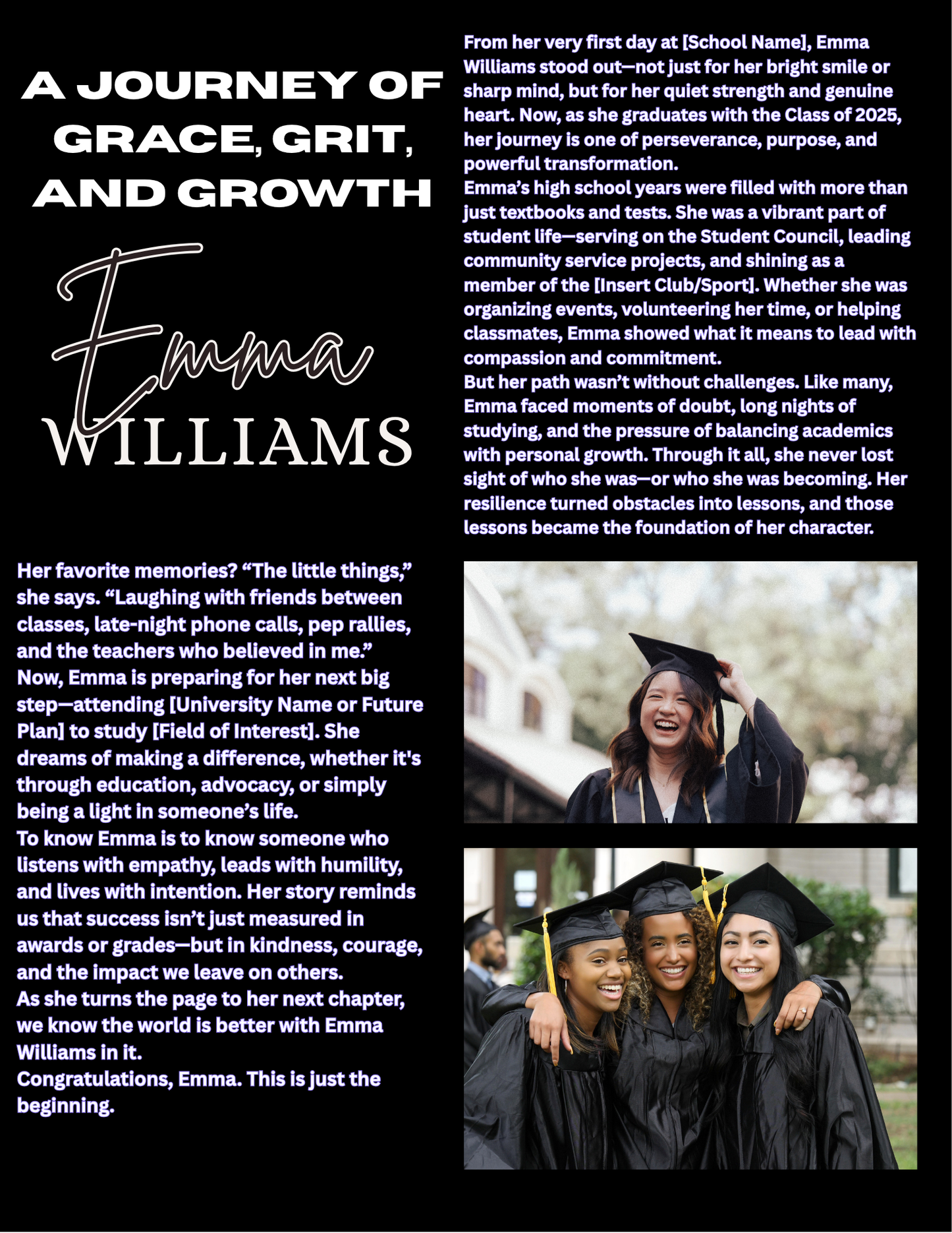 2026 Graduation Magazine Template Bundle | 8-Page Editable Canva Graduation Magazine for Graduates