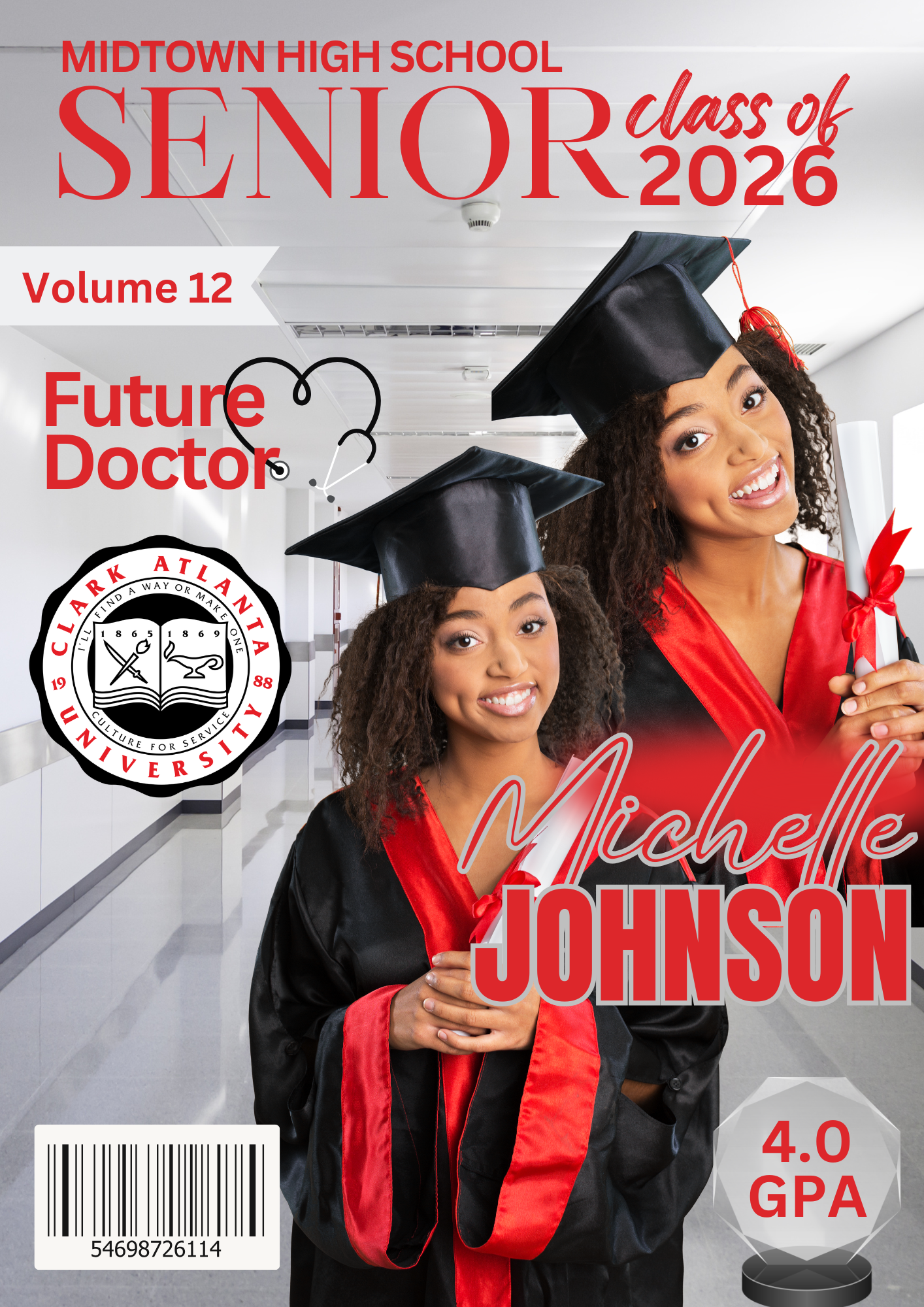 Career Graduation Magazine Template Bundle | Editable Canva Doctor Graduation Covers
