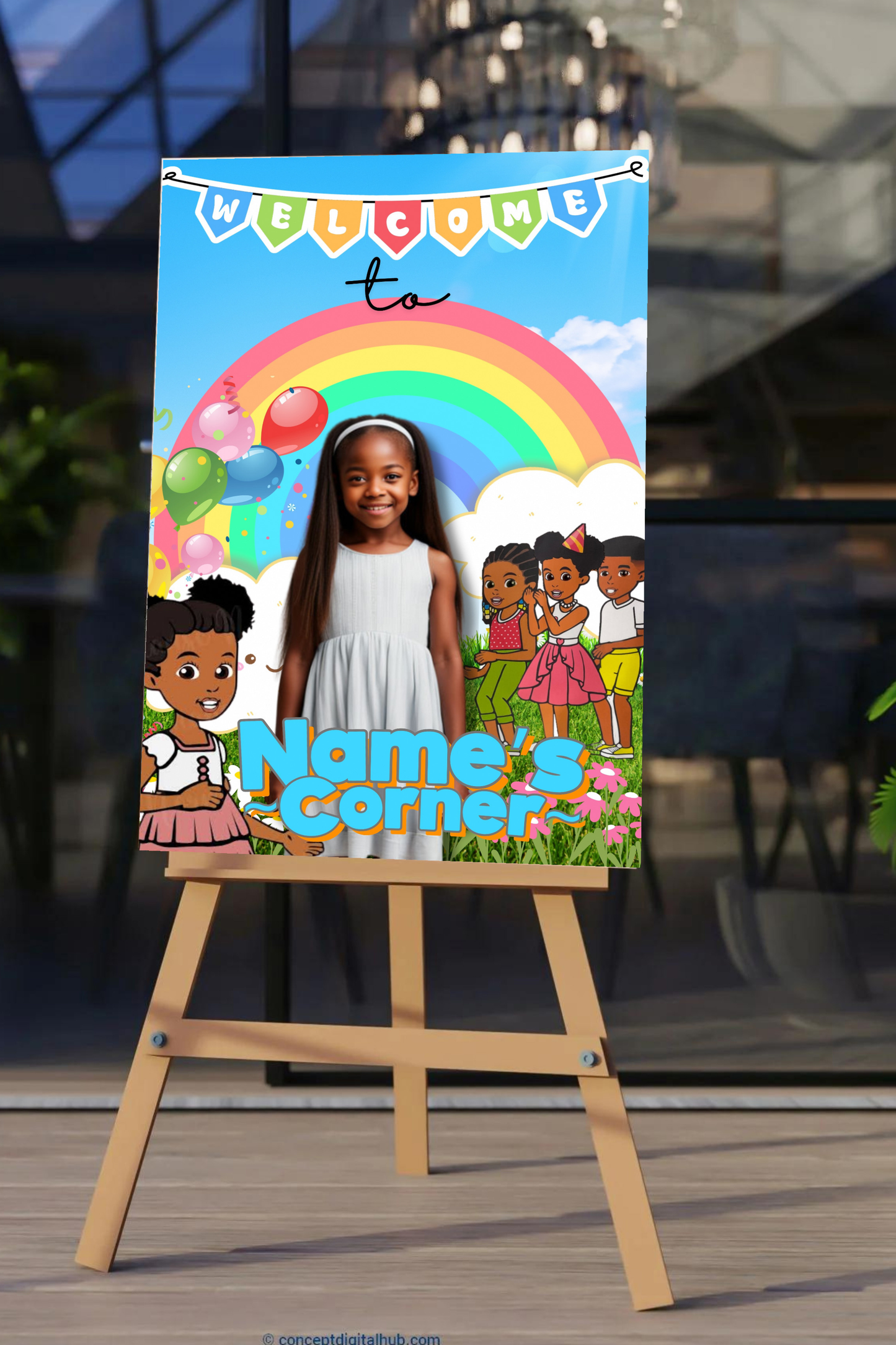 Gracie’s Corner Birthday Party Bundle Canva Template | Editable Party Decorations Bundle | Arch Wall, Floor Wrap, Props & More