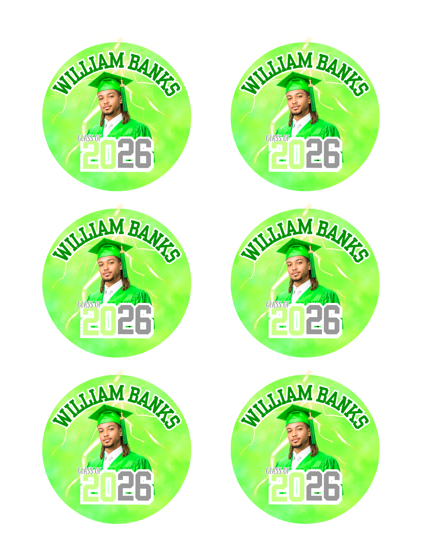 3-Inch Graduation Button Template Bundle 4 Colors