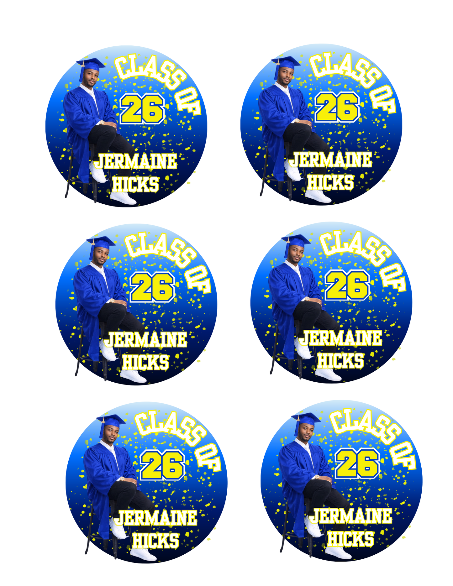 3-Inch Graduation Button Template Bundle 4 Colors