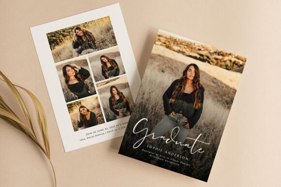 Graduation Announcement Card Template 5x7in