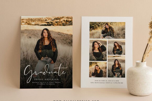 Graduation Announcement Card Template 5x7in