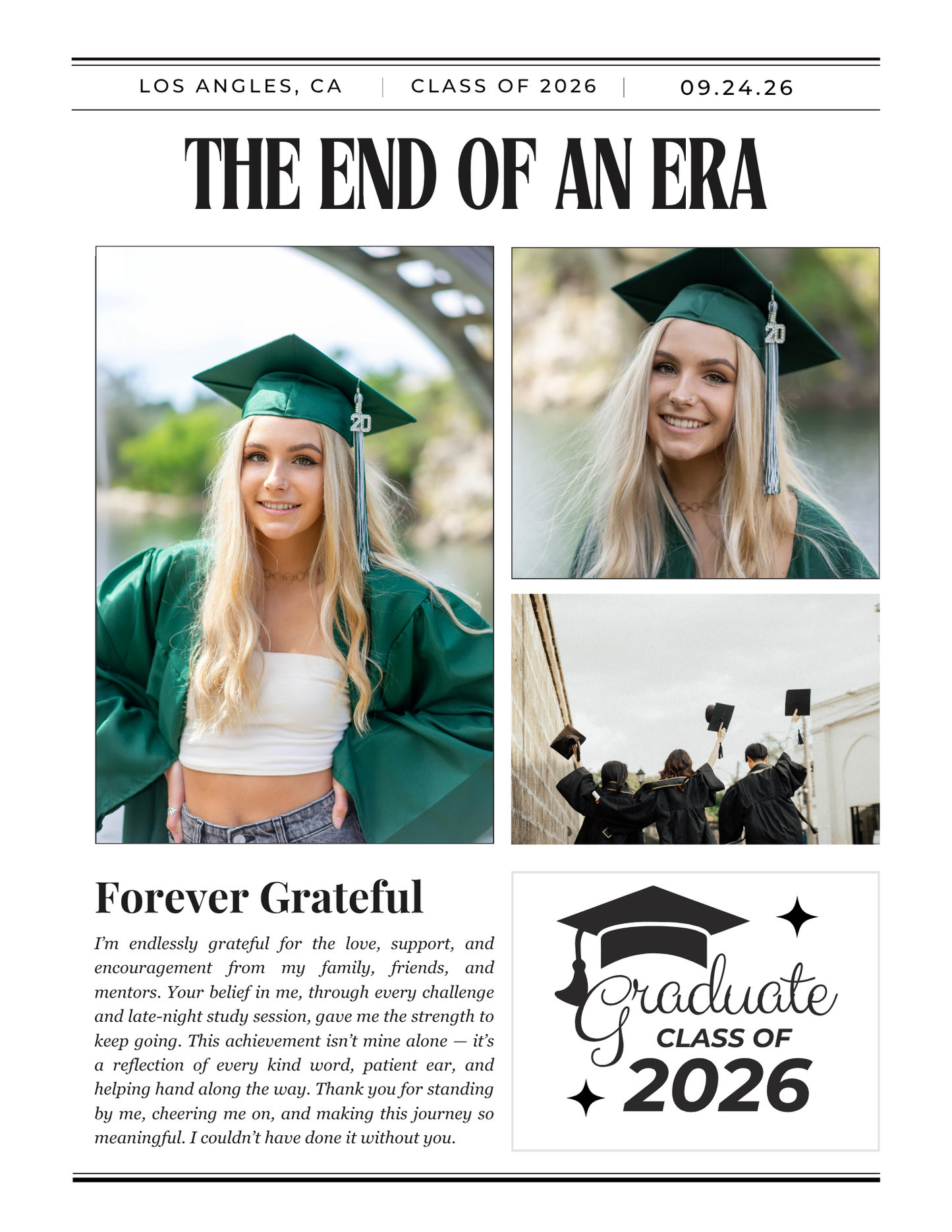 Graduation Newspaper Template Bundle 8.5 x 11 in editable in Canva