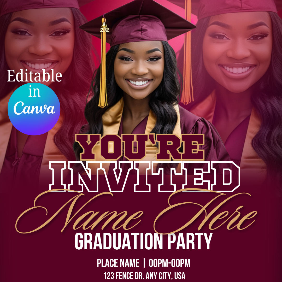 Graduation Invitation Template editable in Canva
