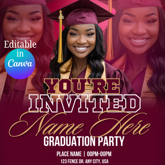 Graduation Invitation Template editable in Canva